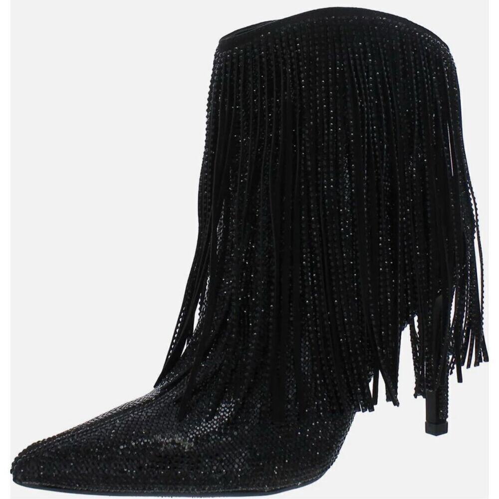 INC Boots Size 8.5 Black Western Ankle Booties Pointed Toe Evening Shoes NEW
